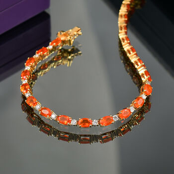 LUXURIANT DIAMOND- AAA Blaze Feueropal und Labor Diamant Armband