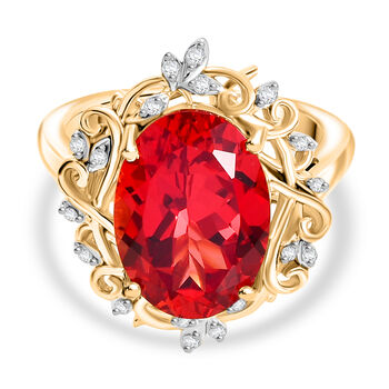 D'Joy Labor Padparadscha Saphir und Zirkon Ring - 8,43 ct.