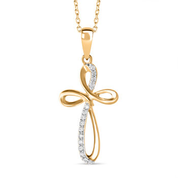 Diamant Anh&auml;nger, 925 Silber Gelbgold Vermeil - 0,10 ct.