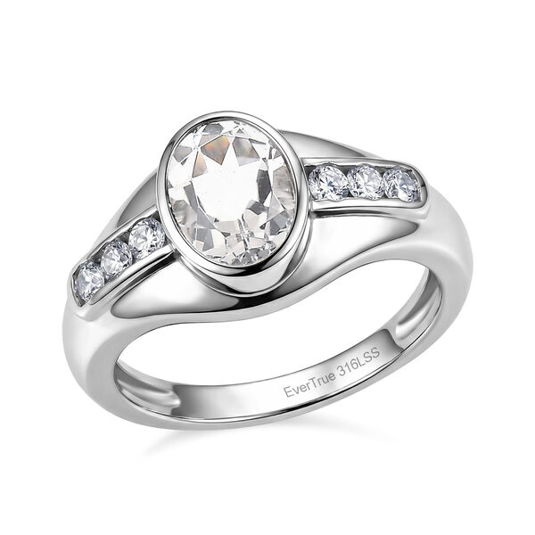 EVER TRUE Wei&szlig;er Topas, Wei&szlig;er Zirkonia Ring 316L Edelstahl (Gr&ouml;&szlig;e 18.00) image number 4