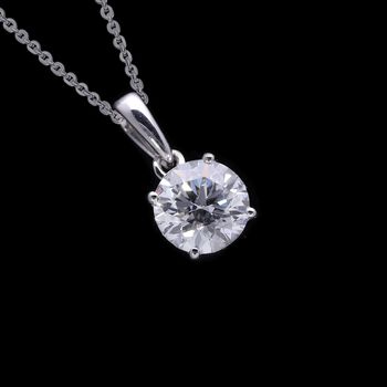 LUXURIANT SGL zertifizierter SI-GH Labor Rund-Diamant Anh&auml;nger mit 50cm Kette, 925 Silber rhodiniert - 1 ct.