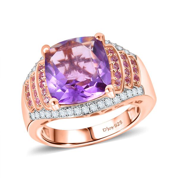 Djoy AA Rose De France Amethyst, Rosa Saphir Ring 925 Silber 750 Ros&eacute;gold Vermeil (Gr&ouml;&szlig;e 18.00) ca. 5.79 ct image number 4