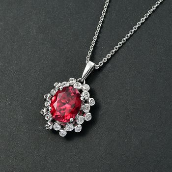 D'joy Lab Grown Padparadscha-Saphir, Wei&szlig;er Zirkon Schmuckset ca. 50 cm 925 Silber rhodiniert ca. 4.02 ct