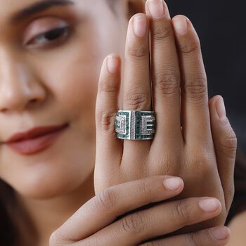 AAA Kagem sambischer Smaragd und Zirkon-Ring - 3,93 ct.