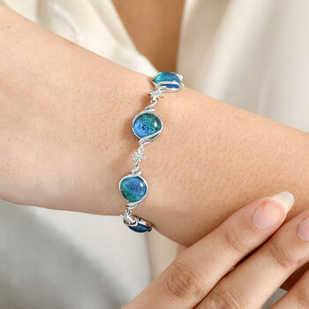 GP Celestial Kollektion- Blaues Muranoglas aus Italien, Zirkon und blaues Saphir Armband, 19cm