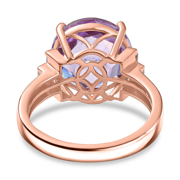 Zeitlose Art Kollektion - AA Rose De France Amethyst, Wei&szlig;er Zirkon Ring 925 Silber 750 ros&eacute;vergoldet (Gr&ouml;&szlig;e 18.00) ca. 6.58 ct image number 6