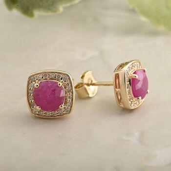 LUXORO zertifiziert und gepr&uuml;ft AAA nat&uuml;rlicher Mosambik-Rubin und Diamant Ohrringe in 417 Gold - 2,15 ct.