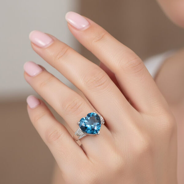 D'Joy London Blautopas und Moissanit Ring - 14,06 ct. image number 3
