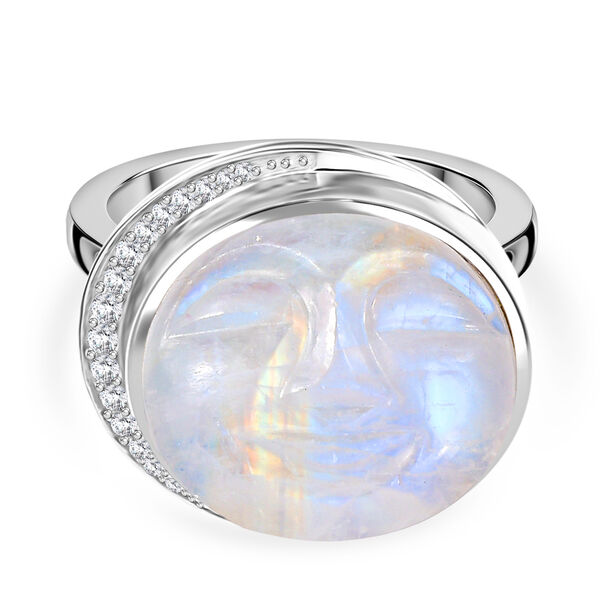 D'Joy AAA Regenbogen Mondstein und Zirkon Ring und Anh&auml;nger mit 50cm Kette image number 7