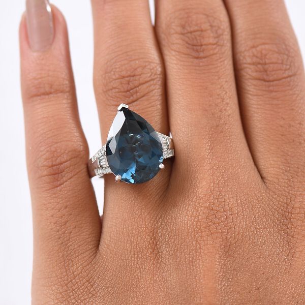 D'Joy London Blautopas und Moissanit Ring - 14 ct. image number 3