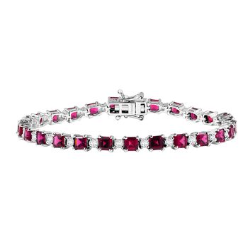 D'Joy nat&uuml;rliches Rhodolith Granat und Zirkon 19cm Armband - 14,43 ct.