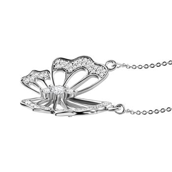 GP Italian Garden Kollektion- Wei&szlig;e Diamant und blaue Saphir-Halskette, 45cm, 925 Silber rhodiniert - 0,51 ct,