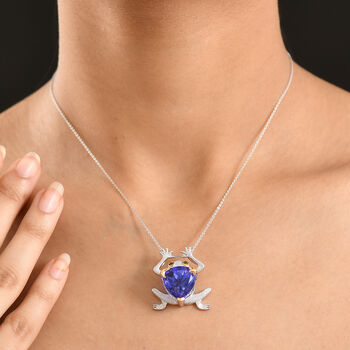 GP Trionfo Kollektion- Tansanit-Farbe Quarz, Chromdiopsid und blauer Saphir zweifarbiger Anh&auml;nger mit 50cm Kette - 12,17 ct.