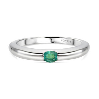 D'Joy Kagem Sambischer Smaragd Ring 925 Silber Platiniert (Gr&ouml;&szlig;e 18.00) ca. 0.16 ct