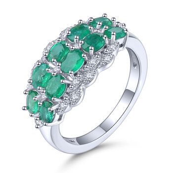 AAA Kagem sambischer Smaragd und Zirkon-Ring - 1,72 ct.
