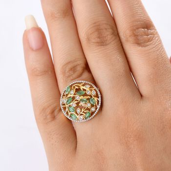 D&rsquo;Joy Kagem sambischer Smaragd und Zirkon Ring - 0,66 ct.