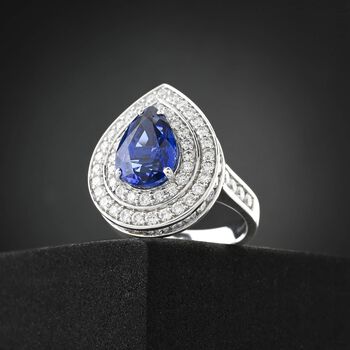 Chairman's Vault Collection - zertifiziert und gepr&uuml;ft RHAPSODY AAAA Ceylonfarbener Saphir und VS-EF Diamant Ring in 950 Platin - 6,05 ct.