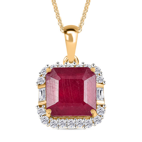 D'Joy afrikanischer Rubin, wei&szlig;er Topas und Zirkon Anh&auml;nger mit 50cm Kette - 7,92 ct.