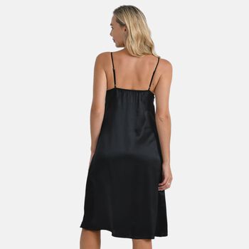 LA MAREY Nachthemd 100% Maulbeerseide, Schwarz, L