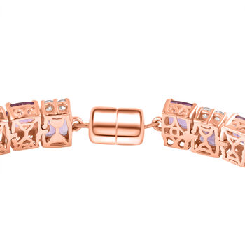 D'Joy AAA Rose De France Amethyst und Zirkon 19cm Armband - 38,92 ct.