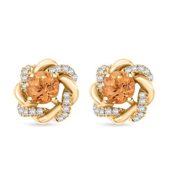 LUXORO zertifiziert und gepr&uuml;ft zertifiziert und gepr&uuml;ft AAA Tsavorite Granat und Diamant Ohrringe in 585 Gold - 1,29 ct.