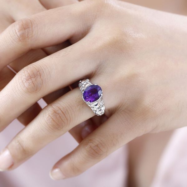 Afrikanischer Amethyst, Wei&szlig;er Zirkon Ring Messing (Gr&ouml;&szlig;e 17.00) ca. 2,84 ct image number 2
