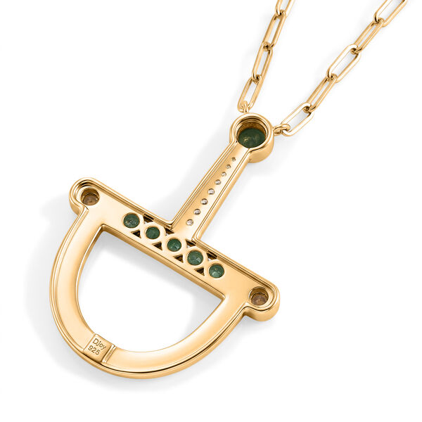 D'Joy AAA Kagem Sambischer Smaragd Halskette ca. 50 cm 925 Silber 750 Gelbgold vermeil ca. 0.59 ct image number 5