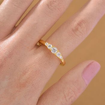 RADIANTA GRA zertifiziert Moissanit (D-VVS) Ring 925 Silber vergoldet (Gr&ouml;&szlig;e 19.00) ca. 0.49 ct