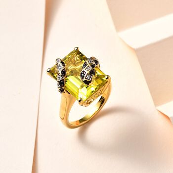 GP Italian Garden Kollektion - Ouro Verde Quarz, Zirkon, schwarzer Spinell und Kanchanaburi blauer Saphir-Ring - 11,66 ct.