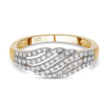 Wei&szlig;er Diamant Ring, 925 Silber Gelbgold Vermeil (Gr&ouml;&szlig;e 18.00) ca. 0.33 ct