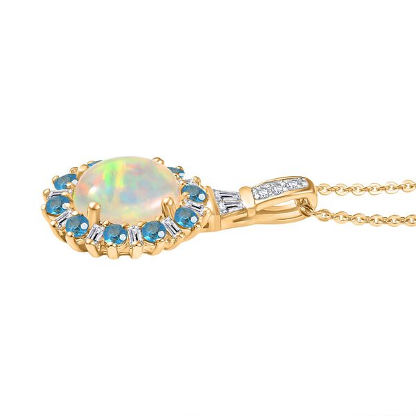 AA &auml;thiopischer Welo Opal Neon Apatit und Moissanit Ring und Anh&auml;nger mit 50cm Kette image number 8