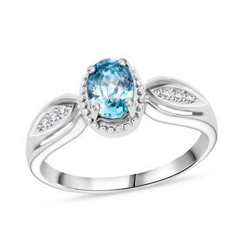 D&rsquo;Joy blauer und wei&szlig;er Zirkon Ring und Anh&auml;nger
