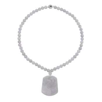 Flexibles wei&szlig;es Jade Armband und 50cm Halskette