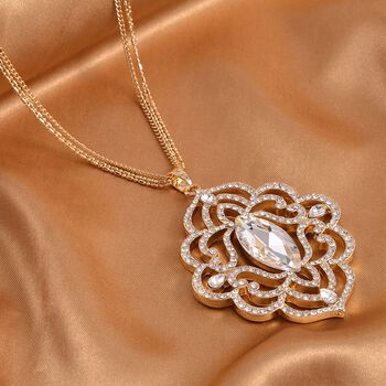 Wei&szlig;er Kristall-Anh&auml;nger mit Kette in Goldton - 2 ct.