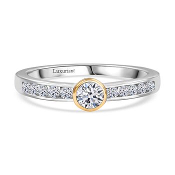 LUXURIANT DIAMOND - Lab Grown Diamant SI-GH Ring 925 Silber Rhodiniert und 750 Gelbgold Vermeil (Gr&ouml;&szlig;e 18.00) ca. 0.50 ct
