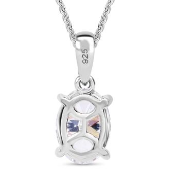 LUXURIANT SGL zertifizierter SI-GH Labor Oval-Diamant Anh&auml;nger mit 50cm Kette, 925 Silber rhodiniert - 1 ct.