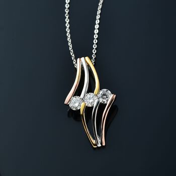Moissanit dreifarbiger Anh&auml;nger mit 50cm Kette - 0,63 ct.