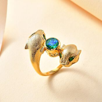 GP Trionfo Kollektion- Pfau Triplett Quarz, Chromdiopsid und Kanchanaburi blauer Saphir-Ring - 1,87 ct.