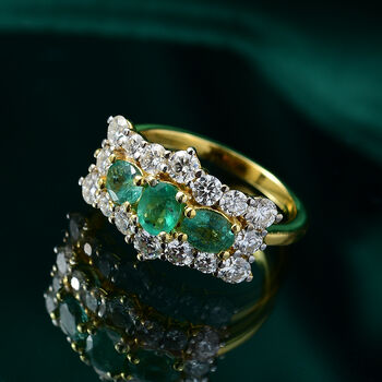 AAA Smaragd und Moissanit Ring - 2,32 ct.
