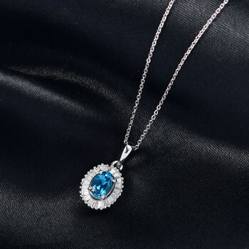 D'Joy London Blau Topas, Moissanit Schmuckset ca. 50 cm 925 Silber rhodiniert ca. 1.40 ct