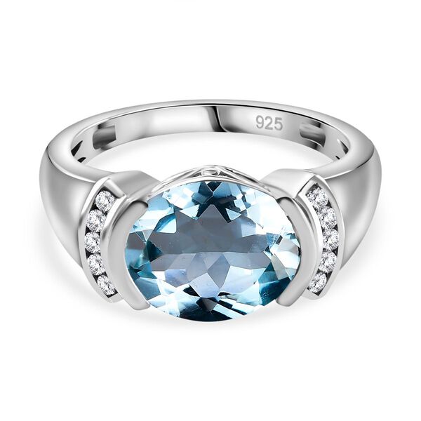 Himmelblauer Topas und Zirkon Ring - 5,55 ct.