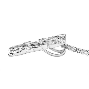ALLORO platinierter Silber-Anh&auml;nger mit Diamantakzenten und 50cm Kette