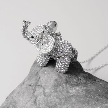Kristall Elefant-Anh&auml;nger mit 60cm Kette in Silberton