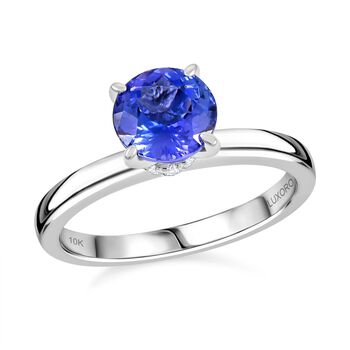 LUXORO zertifiziert und gepr&uuml;ft AAA Tansanit und Diamant Ring in 417 Wei&szlig;gold - 1,65 ct.