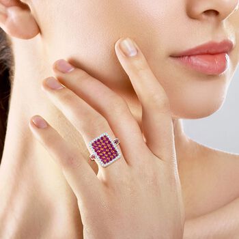 AA nat&uuml;rlicher Mosambik Rubin  und Zirkon-Ring - 2,45 ct.