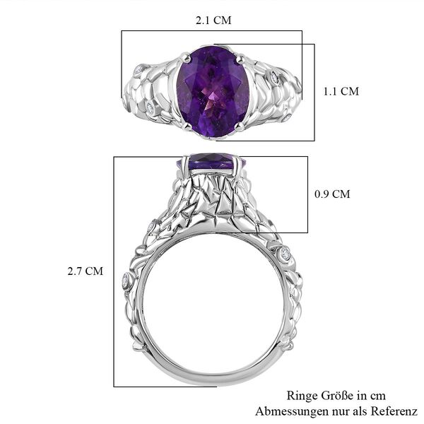 Afrikanischer Amethyst, Wei&szlig;er Zirkon Ring Messing (Gr&ouml;&szlig;e 17.00) ca. 2,84 ct image number 6