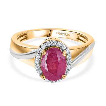 D'Joy afrikanischer Rubin und Zirkon zweifarbiger Ring - 2,21 ct.