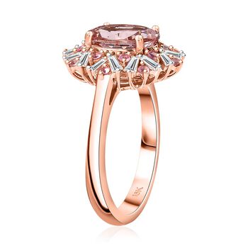 AAA Rosa Morganit, Mahenge Spinell, Wei&szlig;er Diamant AGI zertifiziert Ring 750 Rosa Gold (Gr&ouml;&szlig;e 17.00) ca. 2.52 ct