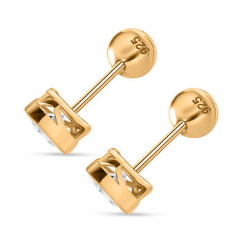 LUXURIANT 0,50 ct. SGL zertifizierte VS-EF Labor Diamant Ohrringe, 925 Silber 750 Gelbgold Vermeil