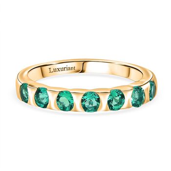 LUXURIANT AAA Labor kolumbianischer Smaragd Ring, 925 Silber 750 Gelbgold Vermeil - 0,83 ct.